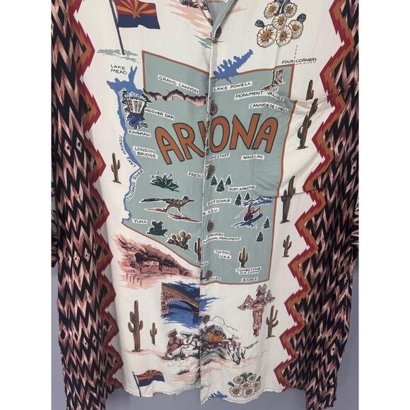 Reyn Spooner Shirt Mens Extra Large Arizona Map Vacation Rayon Retro Nostalgia - Picture 4 of 13